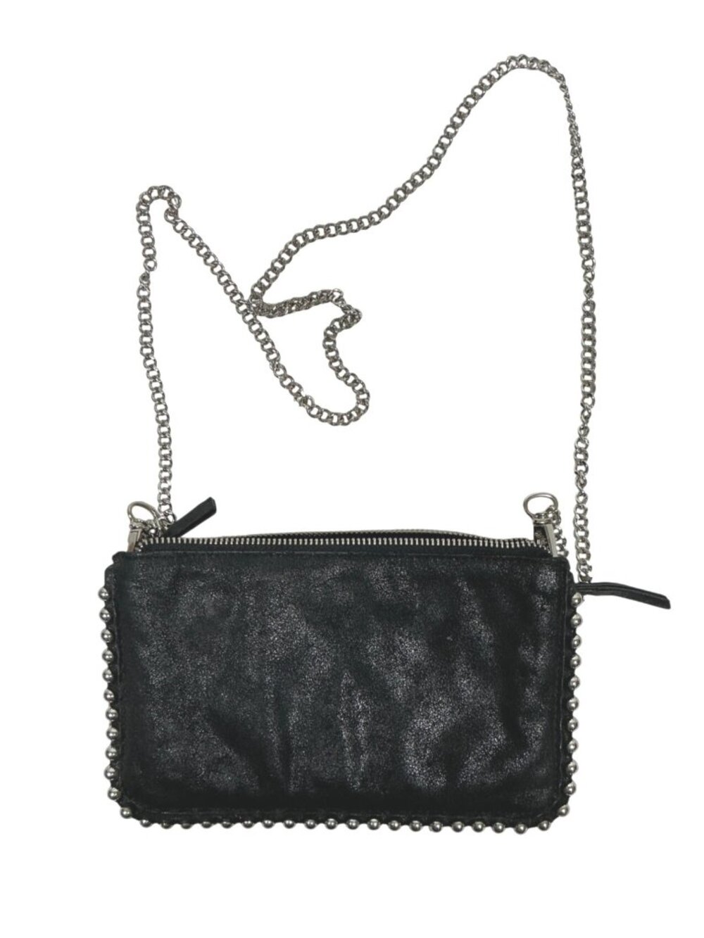 ZARA Woman | Black Studded Crossbody Bag Silver Chain Strap